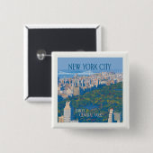 New York City | Geniet van Central Park Vierkante Button 5,1 Cm (Voorkant /achterkant)