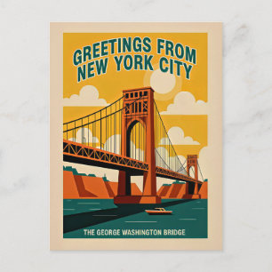 New York City George Washington Bridge Retro Briefkaart