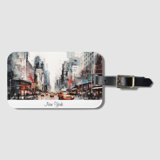 New York City, geschilderd landschap. Bagagelabel (Voorkant (horizontaal))