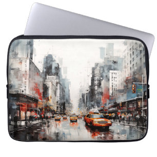 New York City, geschilderd landschap. Laptop Sleeve