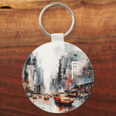New York City, geschilderd landschap. Sleutelhanger (Achterkant)