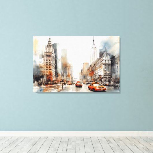 New York City, gestrekte canvas print (Insitu (Houten vloer))