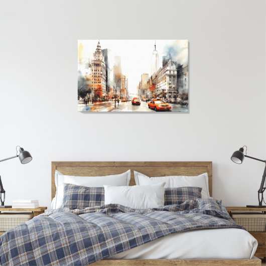 New York City, gestrekte canvas print (Insitu (Slaapkamer))