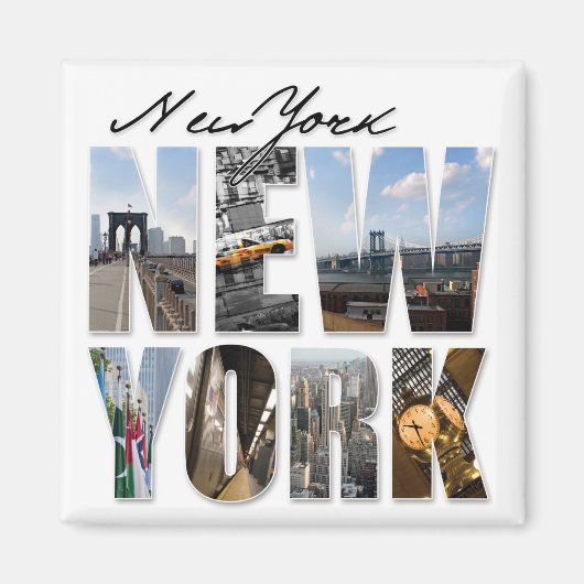New York City Graphical Tourism Montage Magneet (Voorkant)