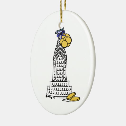 New York City Hanukkah Gelt NYC Skyscraper Holiday Keramisch Ornament (Links)