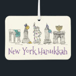 New York City Hanukkah NYC Jewish Holiday Chanukah Luchtverfrisser<br><div class="desc">Met een originele pen-en-inkt illustratie van een rij klassieke New York City-landmerken, "gekleed" voor de Hanukkah-vakantie. Geweldig voor iedereen die in NYC woont of houdt! Zie je niet precies wat je zoekt? Hulp nodig bij aanpassingen? Klik op "rebeccaheartsny" (rechterbovenhoek) en "neem contact op met deze ontwerper" om iets te hebben...</div>