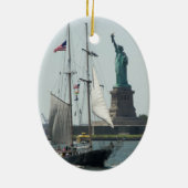 New York City Harbor Travel Photo Keramisch Ornament (Achterkant)