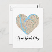 New York City Heart Map Briefkaart (Voorkant / Achterkant)