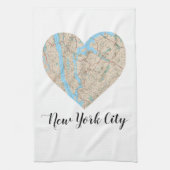 New York City Heart Map Theedoek (Verticaal)