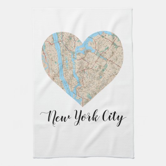 New York City Heart Map Theedoek (Verticaal)