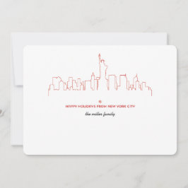 New York City Holiday Skyline Feestdagenkaart