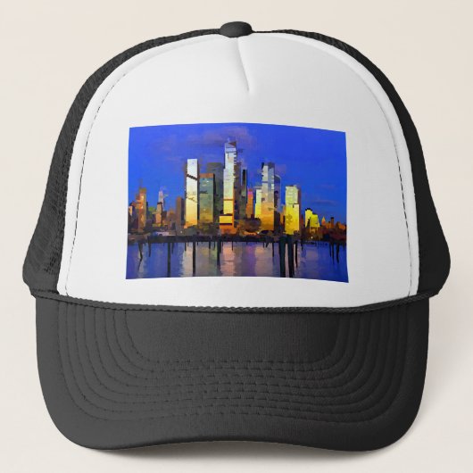 New York City Hudson Yards Midtown Skyline Trucker Pet (Voorkant)