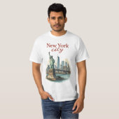 New York City – Iconic Statue & Skyline T-Shirt (Voorkant volledig)