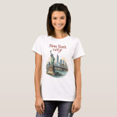New York City – Iconic Statue & Skyline T-Shirt (Voorkant volledig)