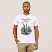New York City – Iconic Statue & Skyline T-Shirt (Voorkant volledig)