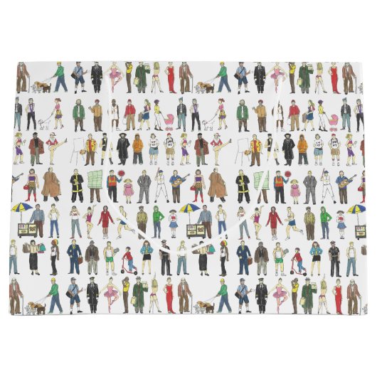 New York City Illustration People of NYC Gift Bag Large Cadeautasje (Voorkant)