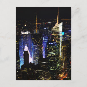 NEW YORK CITY IN DE NACHT ARIAL PHOTOGRAPHY BRIEFK BRIEFKAART
