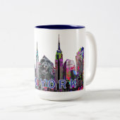 New York City in graffiti Two-Tone Coffee Mok (Voorkant rechts)