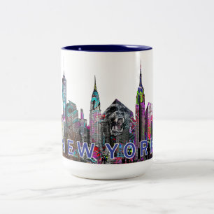 New York City in graffiti Two-Tone Coffee Mok