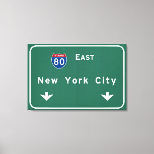 New York City Interstate Highway Freeway Road Sign Canvas Afdruk