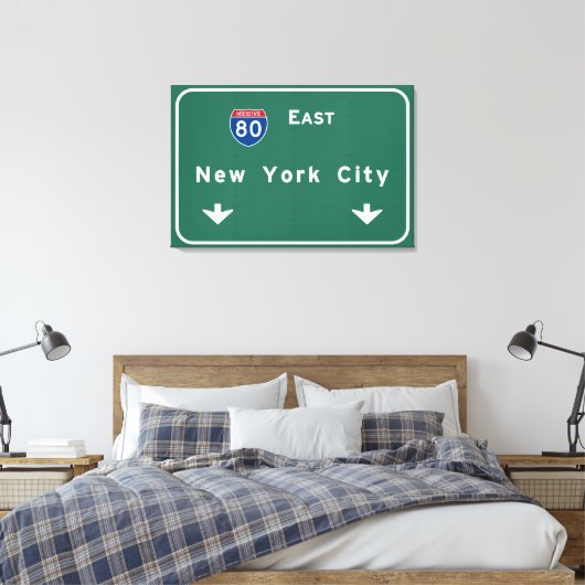 New York City Interstate Highway Freeway Road Sign Canvas Afdruk (Insitu (Slaapkamer))