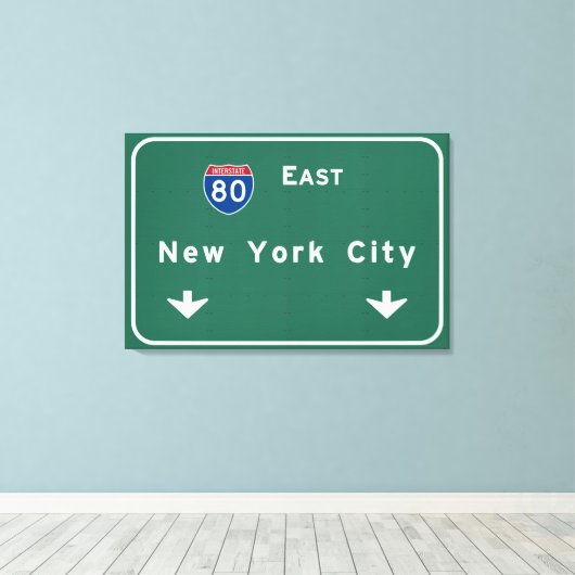 New York City Interstate Highway Freeway Road Sign Canvas Afdruk (Insitu (Houten vloer))