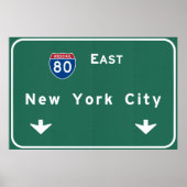 New York City Interstate Highway Freeway Road Sign Poster (Voorkant)