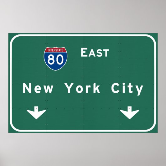 New York City Interstate Highway Freeway Road Sign Poster (Voorkant)