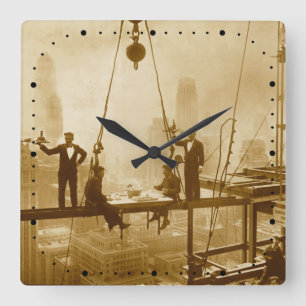  New York City Ironworkers Lunchtime Vierkante Klok