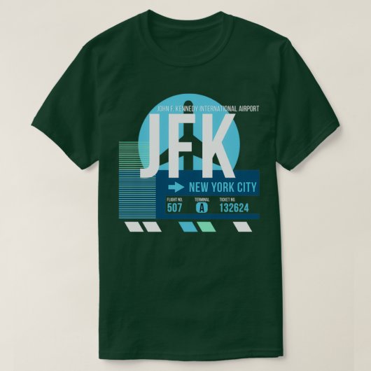 New York City JFK Airport Code Baggage Label T-shirt (Design voorkant)