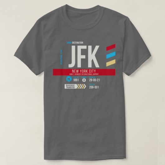 New York City JFK Airport Code Baggage Label T-shirt (Design voorkant)