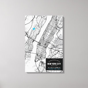 New York City Kaart + Markeer je Locatie Canvas Afdruk