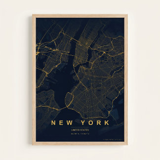 New York City Kaart NYC Straatkunst Poster Cadeau