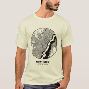 New York City kaart T-shirt – Minimaal Zwart & Wit