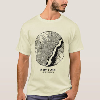 New York City kaart T-shirt – Minimaal Zwart & Wit