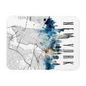 New York City kaart waterverf skyline Magneet (Horizontaal)