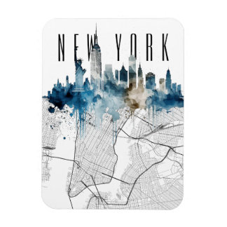 New York City kaart waterverf skyline Magneet