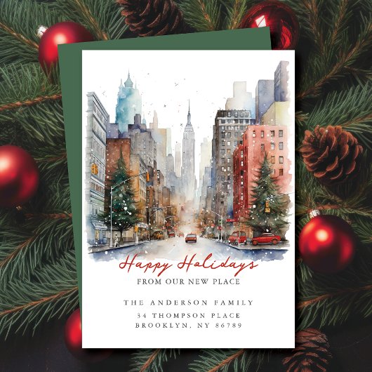 New York City Kerst Nieuw Adres Aankondiging
