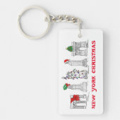 New York City Kerst NYC Bezienswaardigheden Feestd Sleutelhanger (Voorkant)