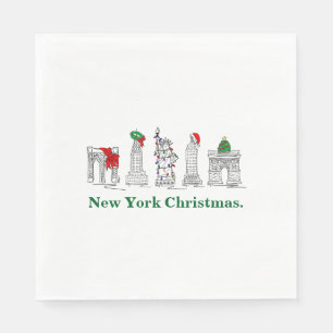 New York City Kerst NYC Gebouwen Vakantie Servetten