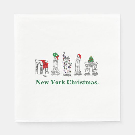 New York City Kerst NYC Gebouwen Vakantie Servetten (Voorkant)