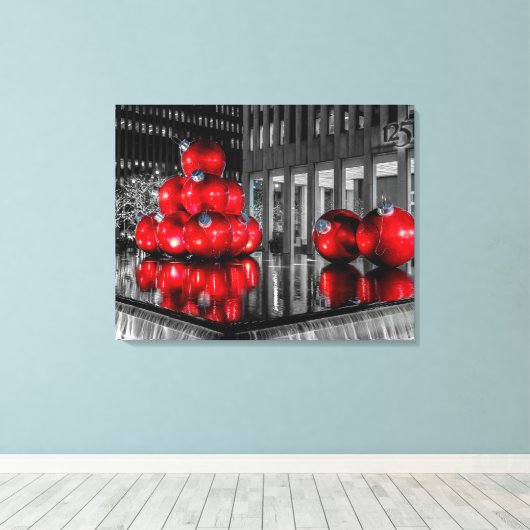New York City Kerstfoto Canvas Afdruk (Insitu (Houten vloer))
