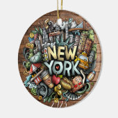 New York City Kerstmis - Aangepaste jaarnaam Keramisch Ornament (Links)