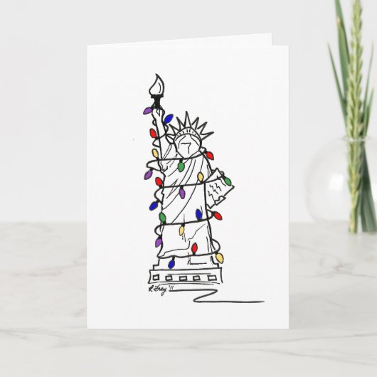 New York City Kerstmis beeld Vrijheidsbeeld NYC Feestdagen Kaart (Voorkant)