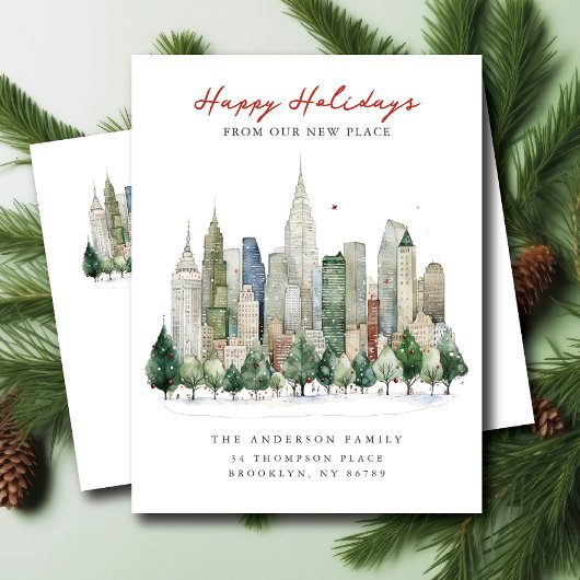 New York City Kerstmis Nieuw Adres Aankondigingskaart