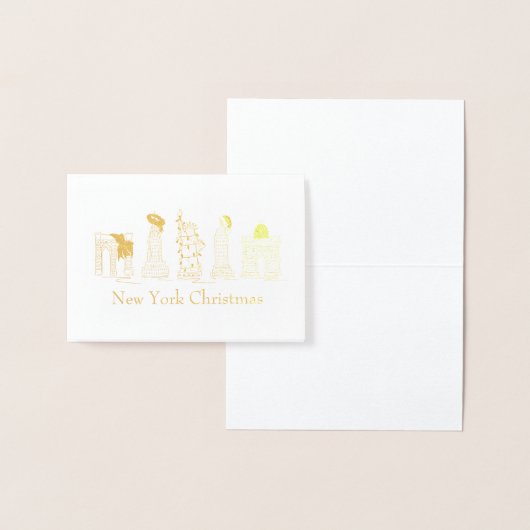 New York City Kerstmis NYC Holiday Landmarken Folie Kaarten (Display)
