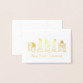 New York City Kerstmis NYC Holiday Landmarken Folie Kaarten (Voorkant met envelop)