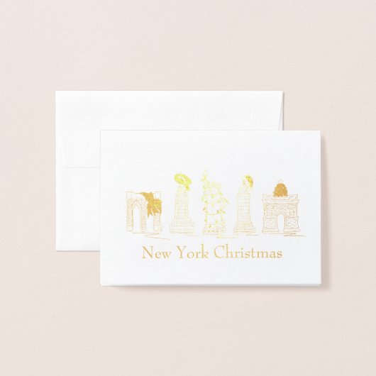 New York City Kerstmis NYC Holiday Landmarken Folie Kaarten (Voorkant met envelop)