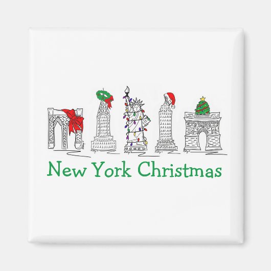 New York City Kerstmis NYC Holiday Landmarks Magneet (Voorkant)