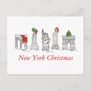 New York City Kerstmis NYC Landmarks Holiday Feestdagenkaart